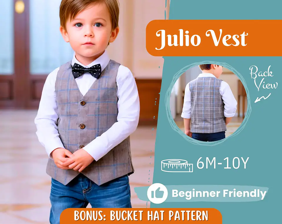 Kids Formal Vest Sewing Pattern PDF 1