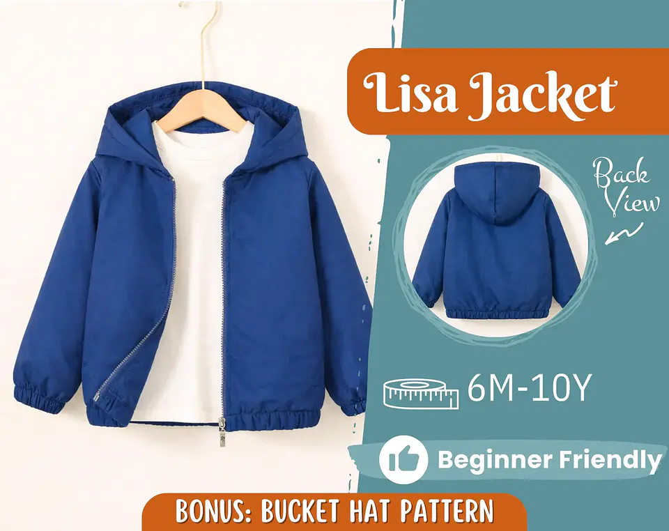 Kids Hooded Zip-Up Jacket Sewing Pattern 1