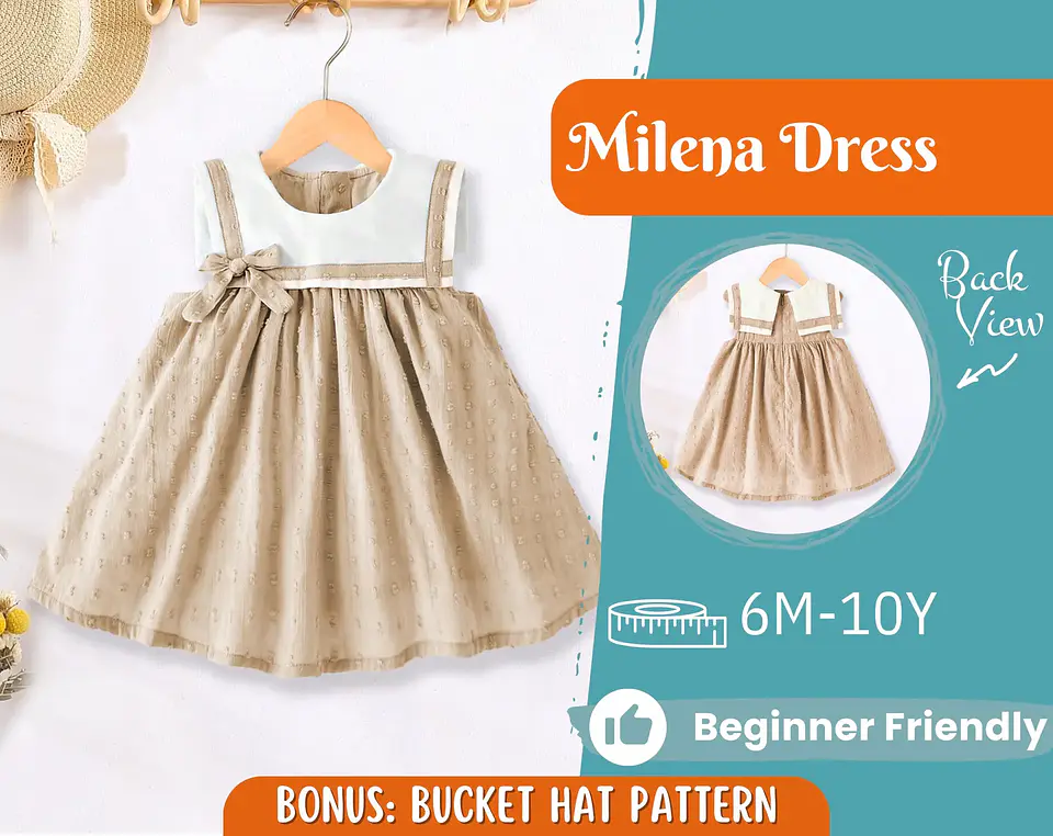 Girls Empire Waist Dress Sewing Pattern 1
