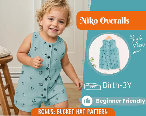 Baby Button Front Romper Sewing Pattern