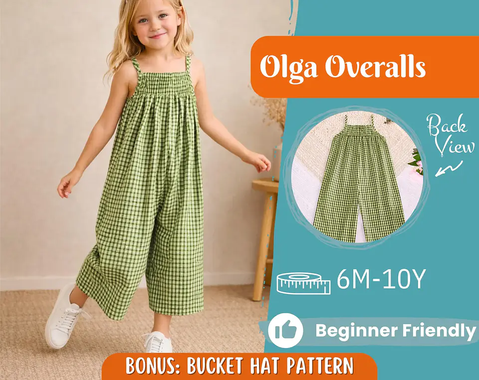 Girls Wide Leg Jumpsuit Sewing Pattern 1