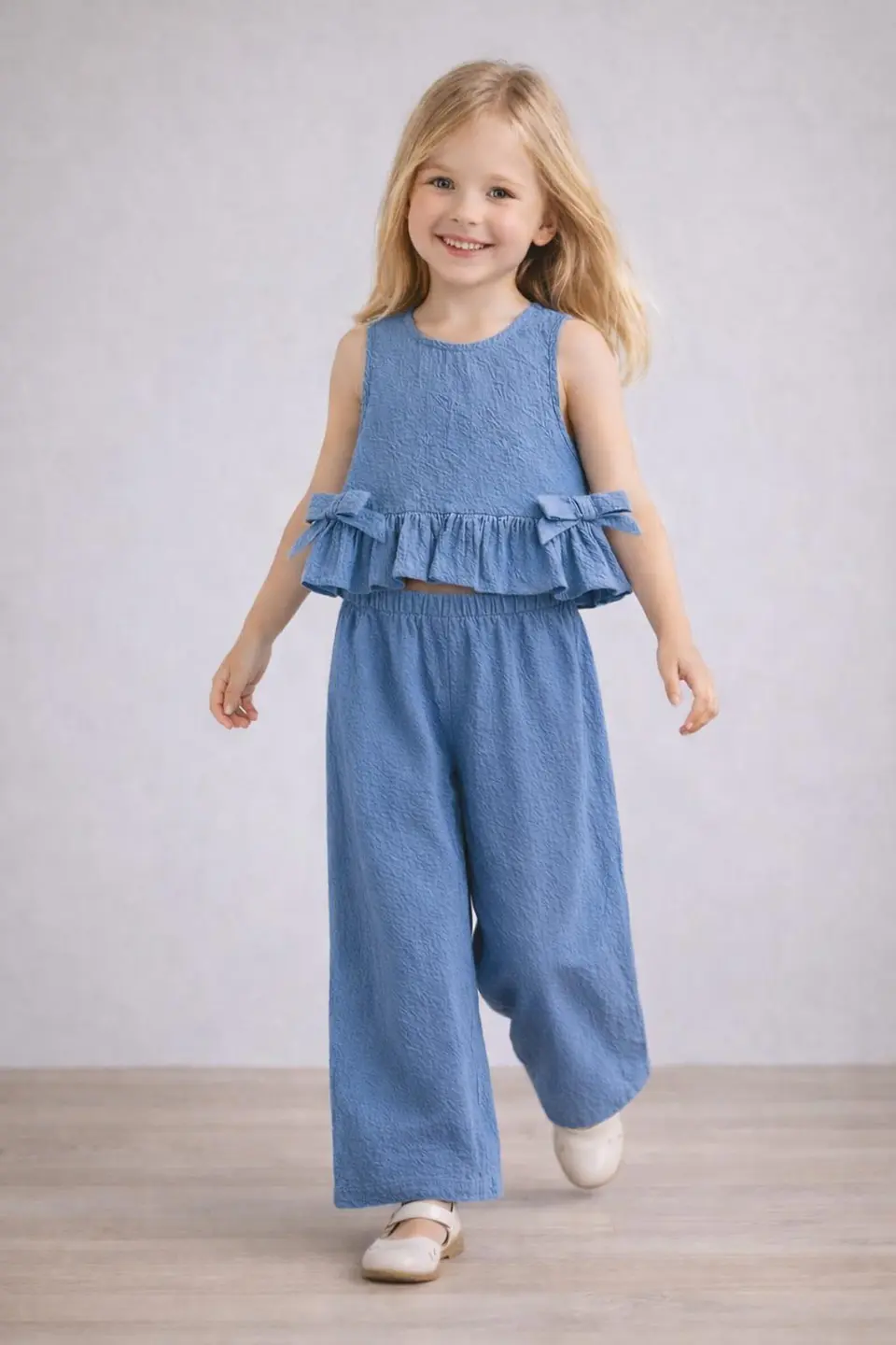 Girls Ruffle Top & Wide Leg Pants Sewing Pattern 2