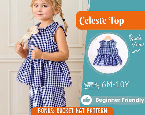vGirls Ruffle Collar Peplum Top Sewing Pattern