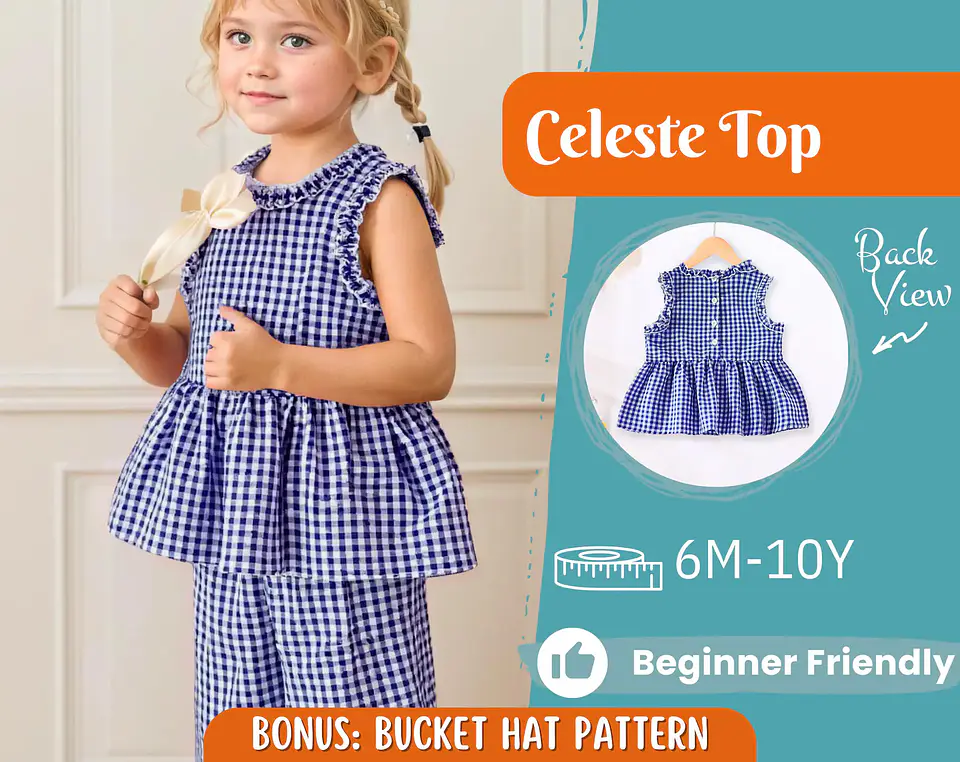 vGirls Ruffle Collar Peplum Top Sewing Pattern 1