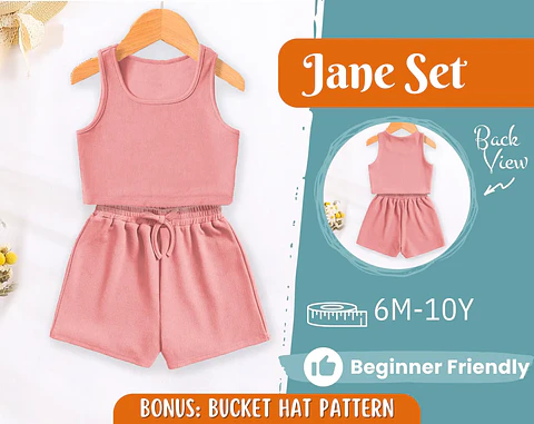 Girls Crop Tank Top & Shorts Sewing Pattern PDF