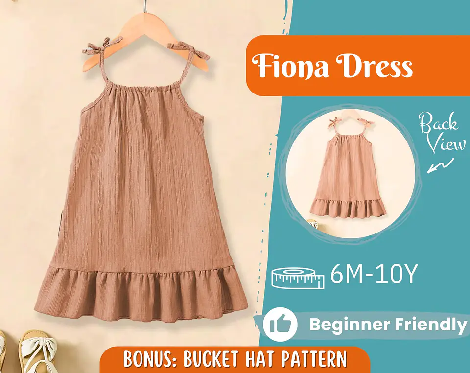 Girls Tie Strap Dress Sewing Pattern PDF 1