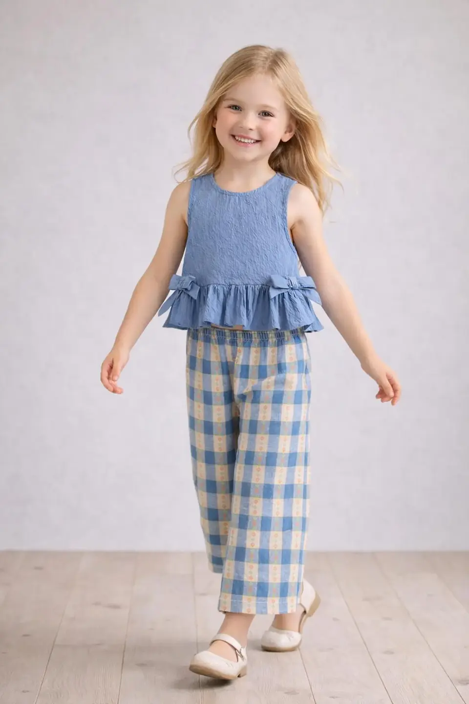 Girls Ruffle Top & Straight Leg Pants Sewing Pattern 2