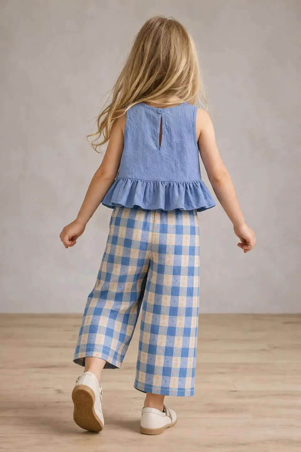Girls Ruffle Top & Straight Leg Pants Sewing Pattern 3