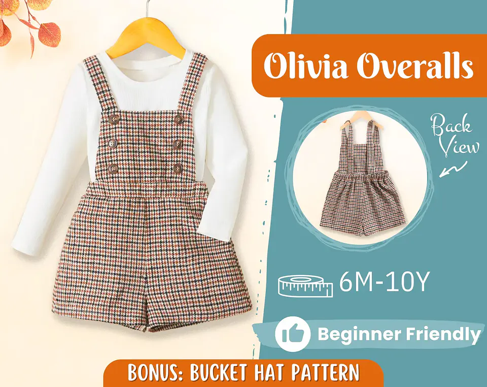 Girls Pinafore Romper Set Sewing Pattern 1