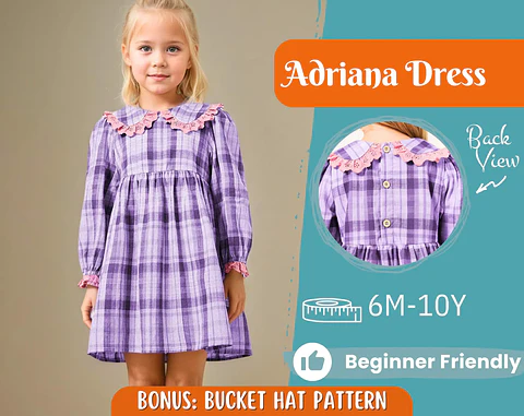 Girls Peter Pan Collar Dress Sewing Pattern