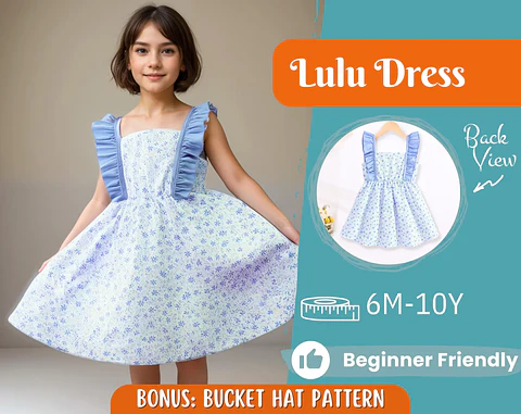 Girls Ruffle Strap Dress Sewing Pattern