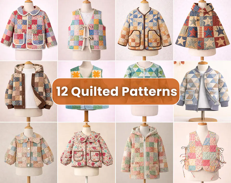  Kids Quilted JacketPatterns Bundle 1
