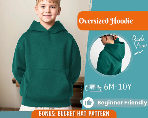 Hoodie Sewing Pattern for Kids, Oversized Hoodie