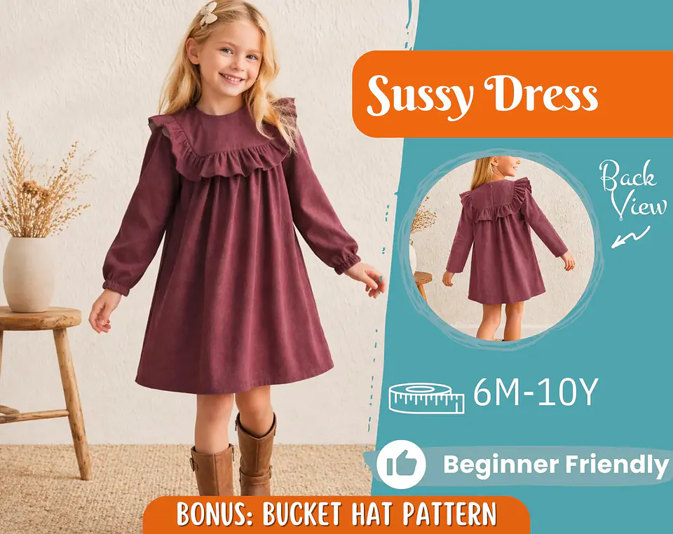 Ruffle Yoke Dress Sewing Pattern 1