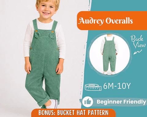  Kids Corduroy Overalls Sewing Pattern