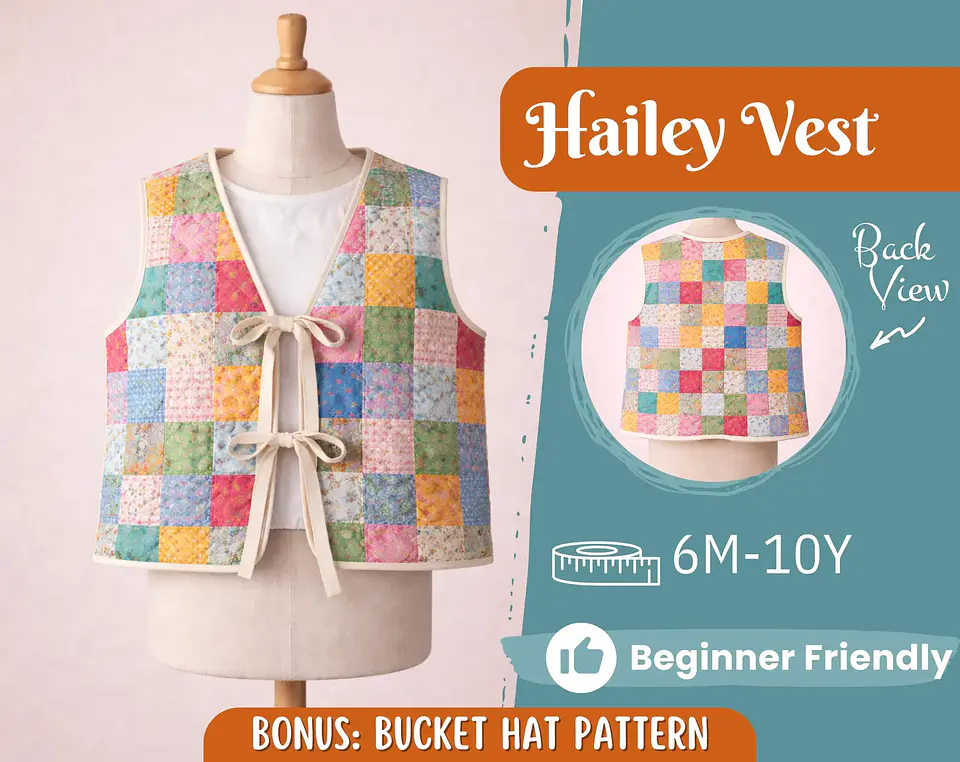 Kids Quilted Vest Sewing Pattern 1