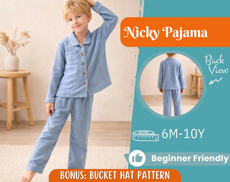 Kids Classic Pajama Sewing Pattern 1