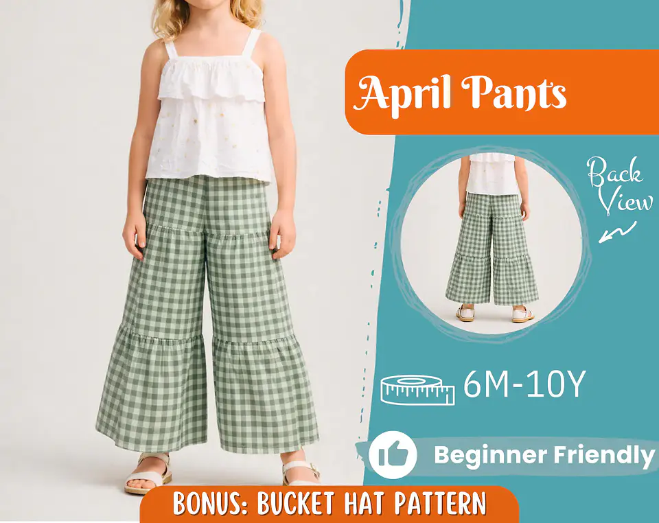 Girls Tiered wide-leg pant Sewing Pattern 1