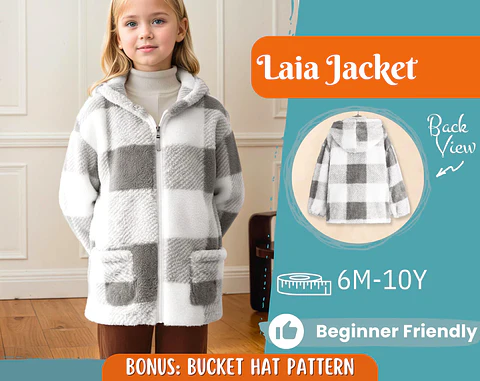 Girls Hooded Sherpa Jacket Sewing Pattern