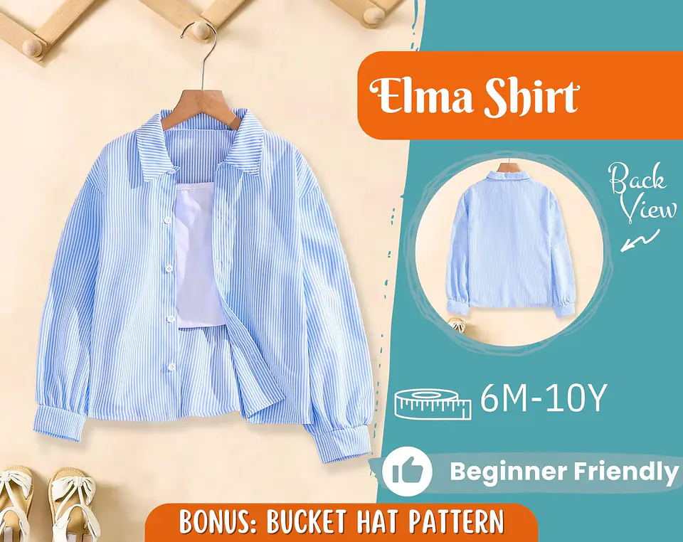 Girls Button-Up Blouse Sewing Pattern 1