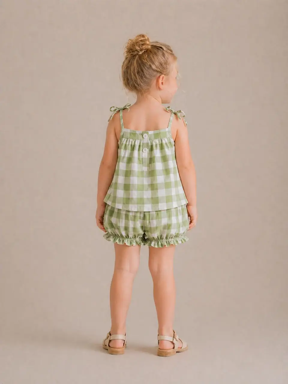 Top and Shorts Pattern for Kids, Girls' Tie-Shoulder A-Line Top with Gathered Neckline 2