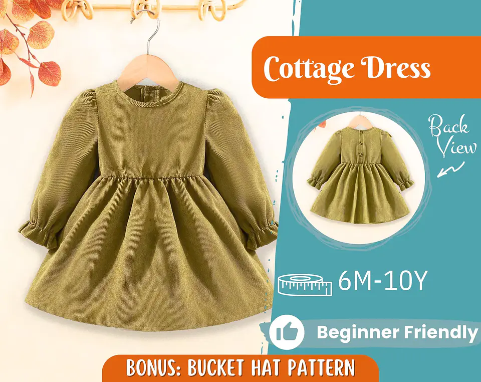 Girls Puff Sleeve Dress Sewing Pattern 1