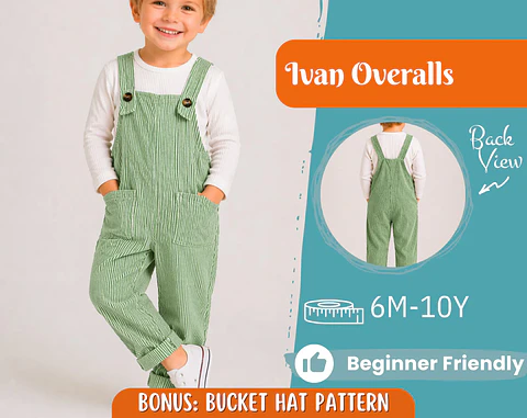 Children's Bib Overalls Sewing Pattern