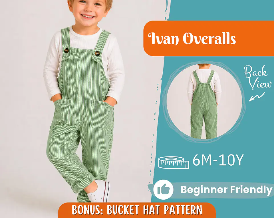 Children's Bib Overalls Sewing Pattern 1