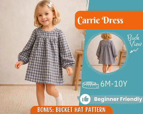 Girls Gathered Yoke Dress Sewing Pattern