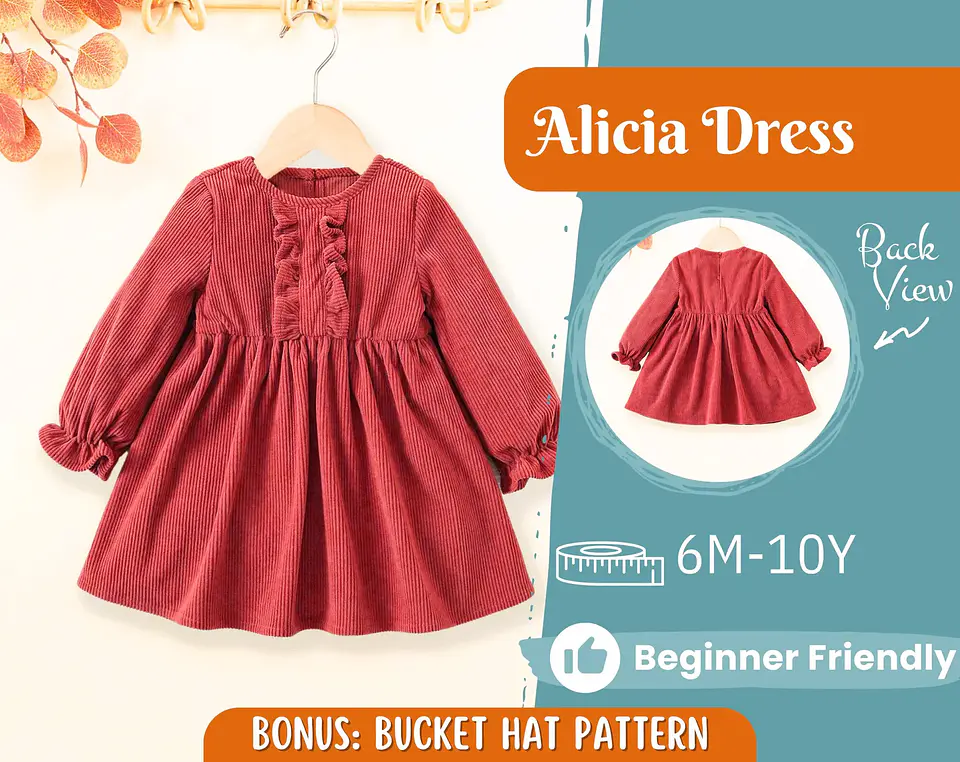 Children's Ruffle Yoke Dress Sewing Pattern 1