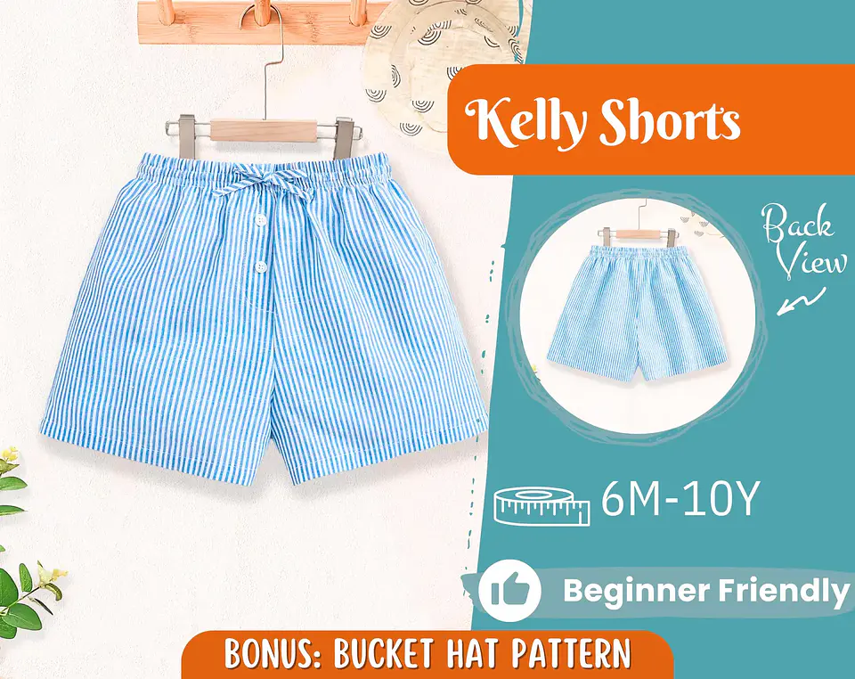 Children's Elastic Waist Shorts Sewing Pattern 1