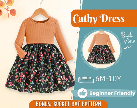 Girls Long Sleeve Knit Dress Sewing Pattern