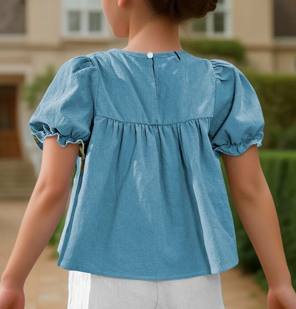 Girls Puff Sleeve Blouse Sewing Pattern 2