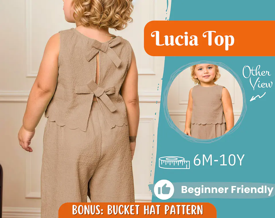 Girls Open-Back Bow Top Sewing Pattern 1