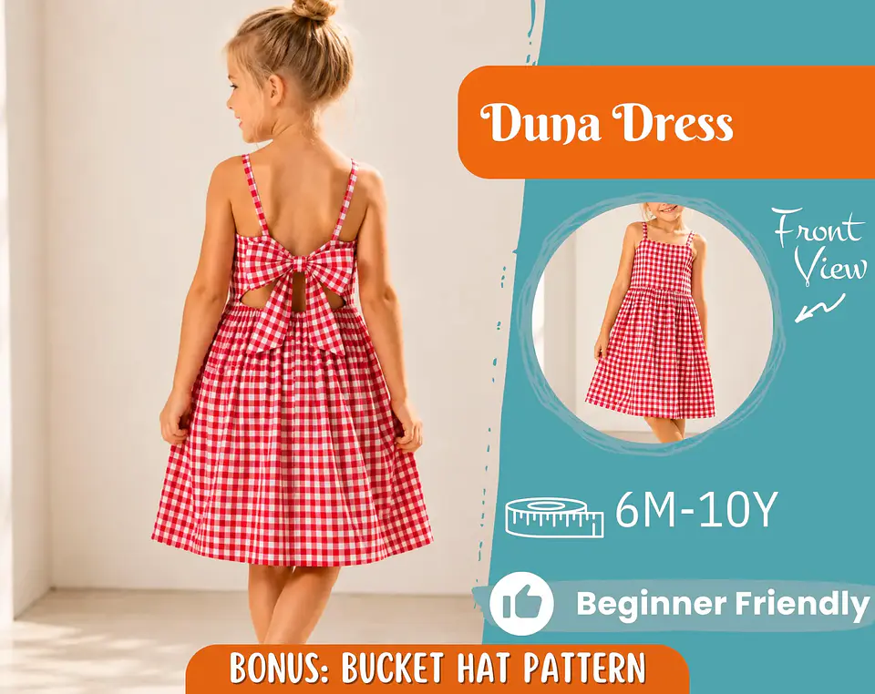 Girls Bow Back Dress Sewing Pattern 1