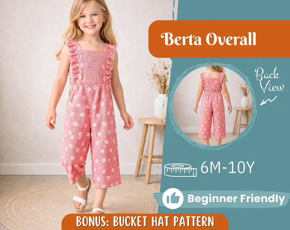 Girls Ruffle Jumpsuit Sewing Pattern 1