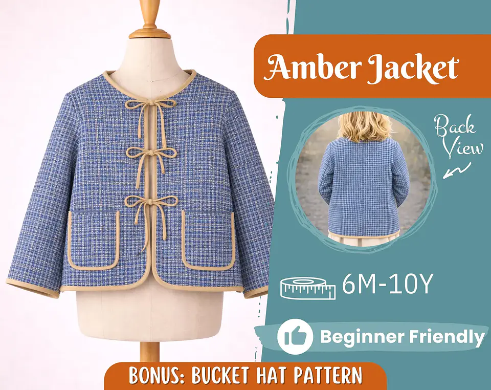 Kids  Tie-Front Jacket Sewing Pattern 1