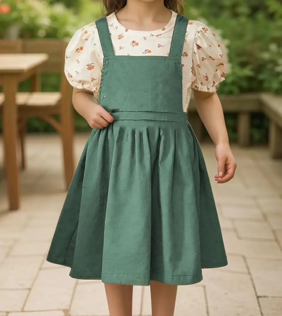 Children's Pinafore Dress and Puff Sleeve Blouse Sewing Pattern 2