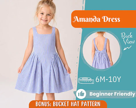 Girls Gathered Panel Dress Sewing Pattern