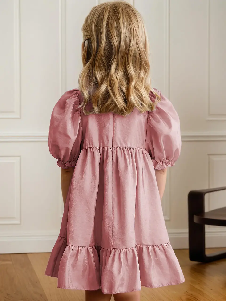 Girls Puff Sleeve Tiered Dress Sewing Pattern 3