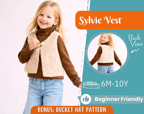 Girls Teddy Fleece Vest Sewing Pattern