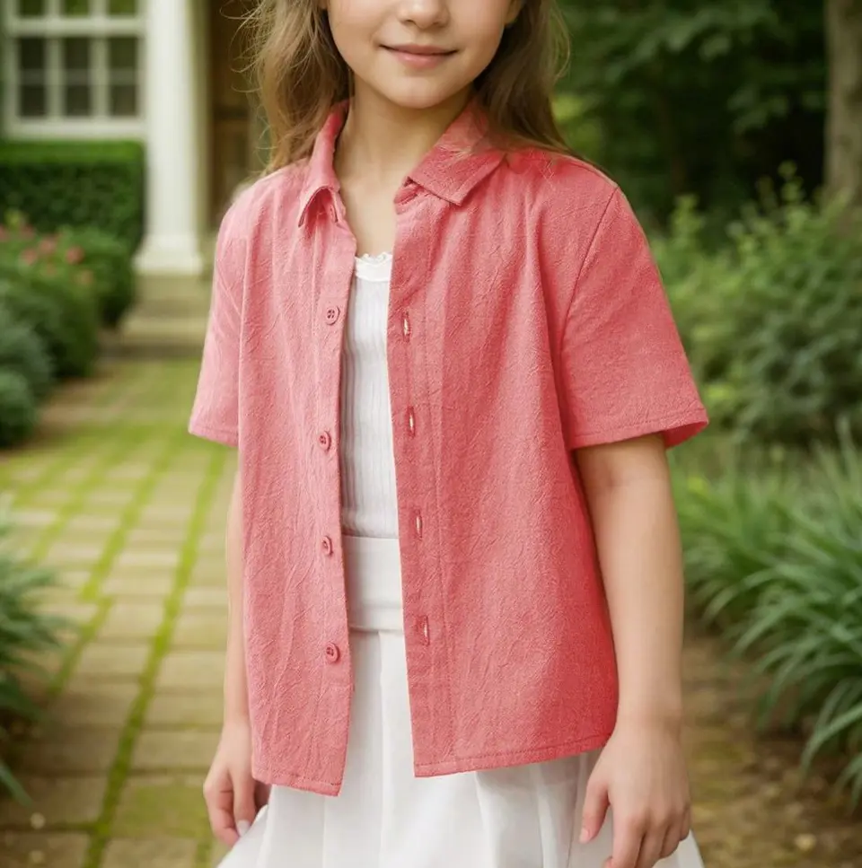 Girls Classic Button-Up Shirt Sewing Pattern 2