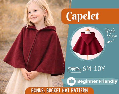 Children's Hooded Capelet Sewing Pattern
