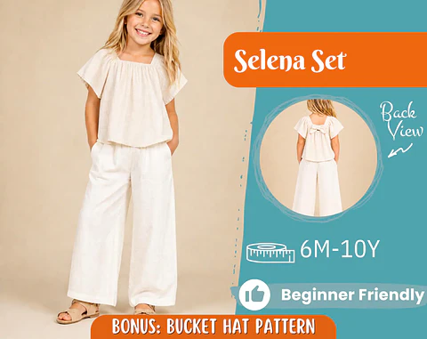 Girls Flutter Sleeve Top and Wide Leg Pants Sewing Pattern