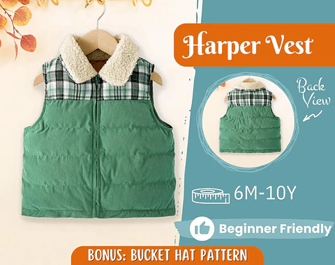 Kids Quilted Puffer Vest Sewing Pattern