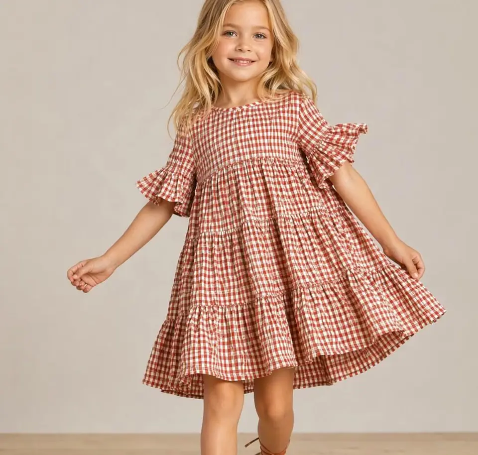 Girls Tiered Ruffle Sleeve Dress Sewing Pattern 2