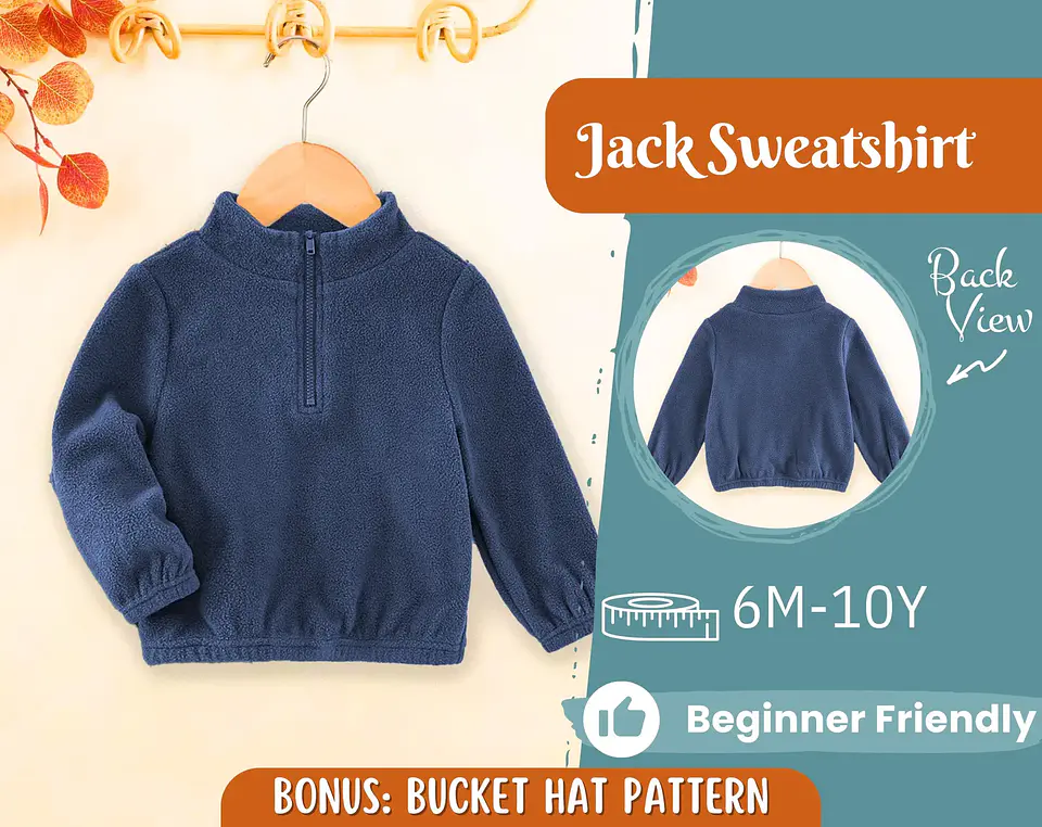 Children's Quarter-Zip Fleece Pullover Sewing Pattern 1