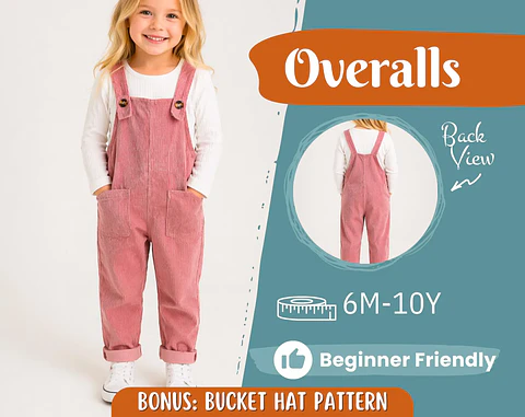 Girls Corduroy Overalls Sewing Pattern