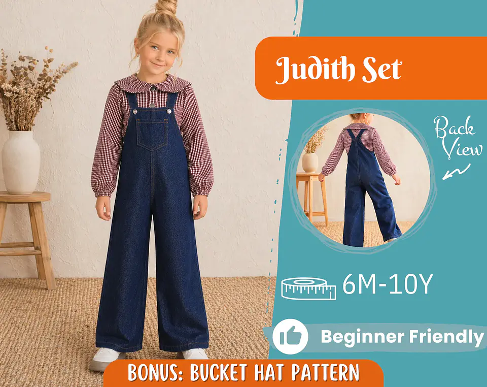 Girls Wide-Leg Overall and Blouse Sewing Pattern 1