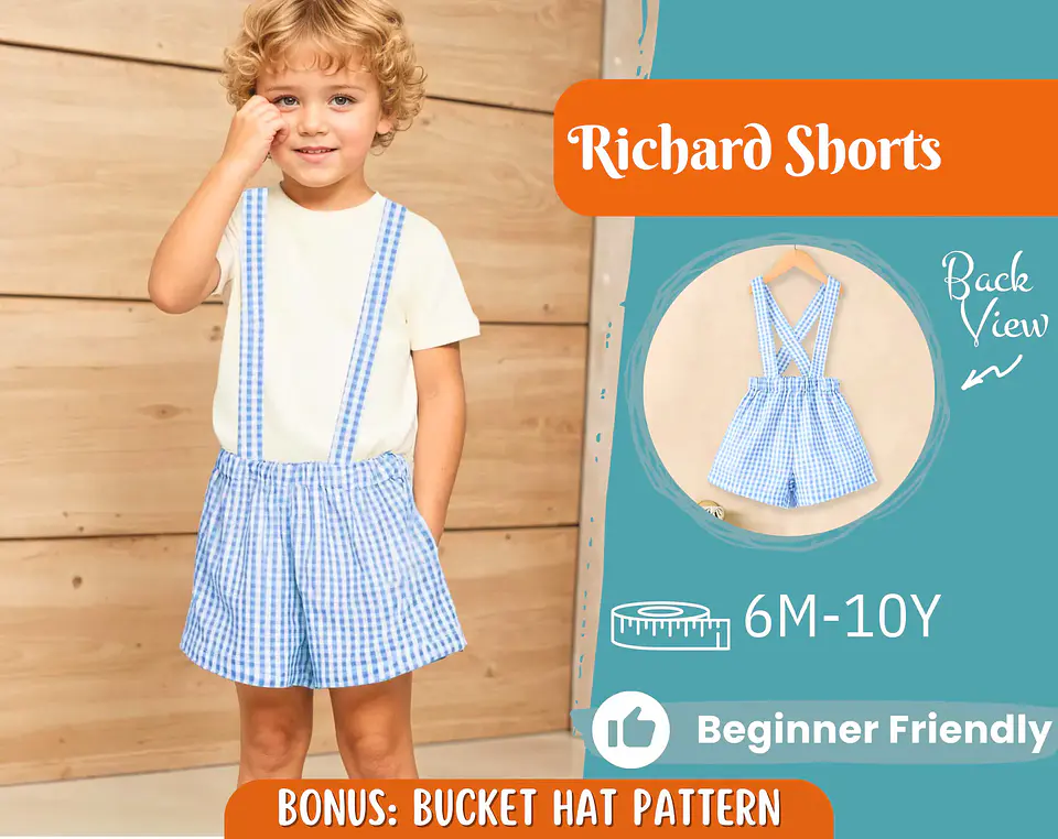 Kids Suspender Shorts Sewing Pattern 1